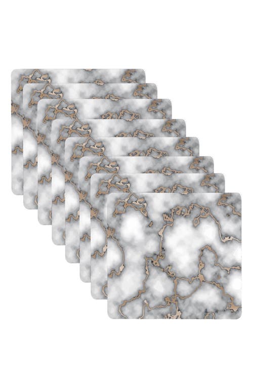 Dainty Home Marble Print Set Of 8 Placemats In Gray