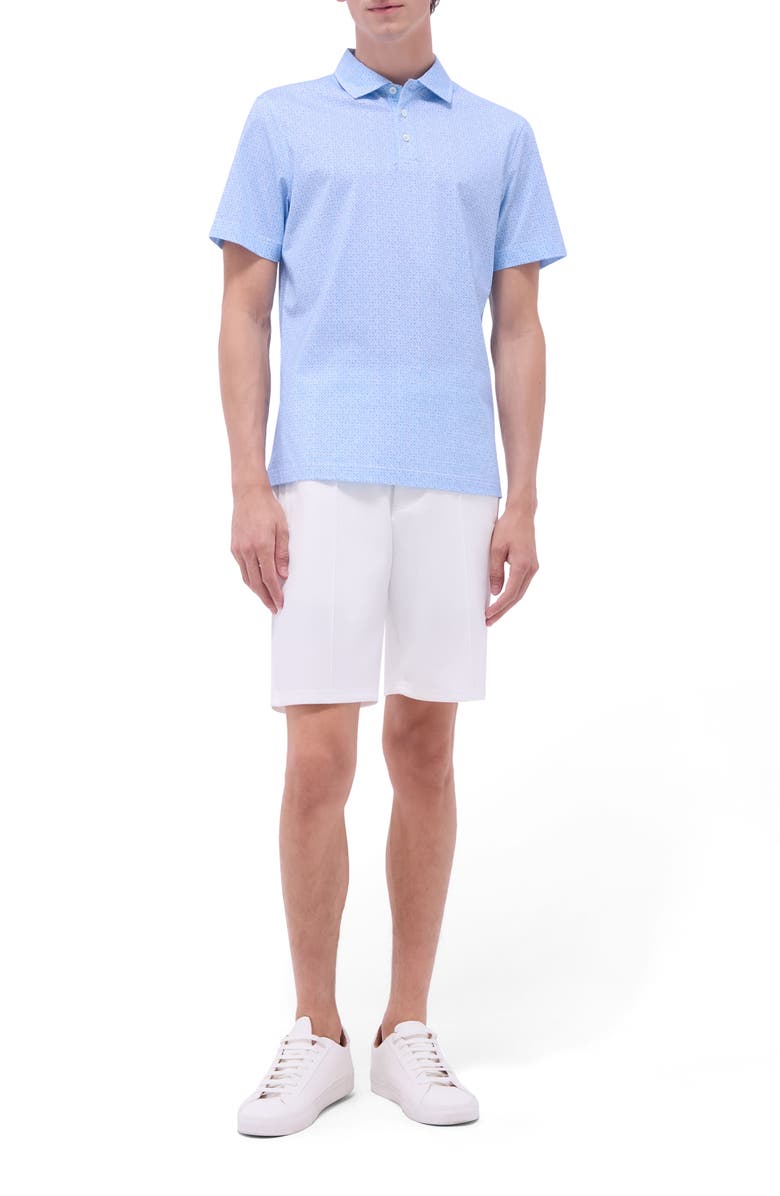 Bugatchi Victor OoohCotton<sup>®</sup> Leaf Print Polo, Alternate, color, Ice