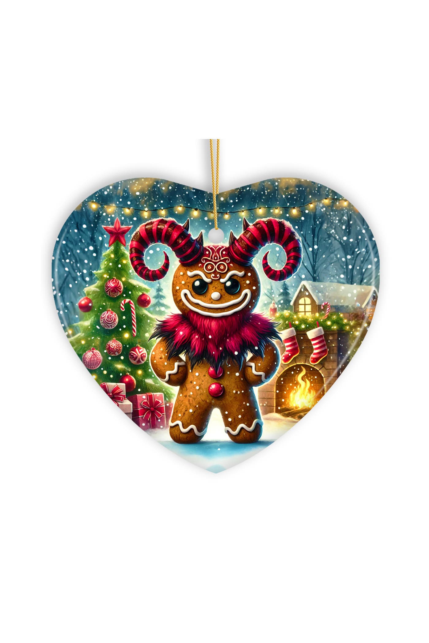 OrnamentallyYou Frosted Krampus Gingerbread Man Heart Ornament | Nordstrom