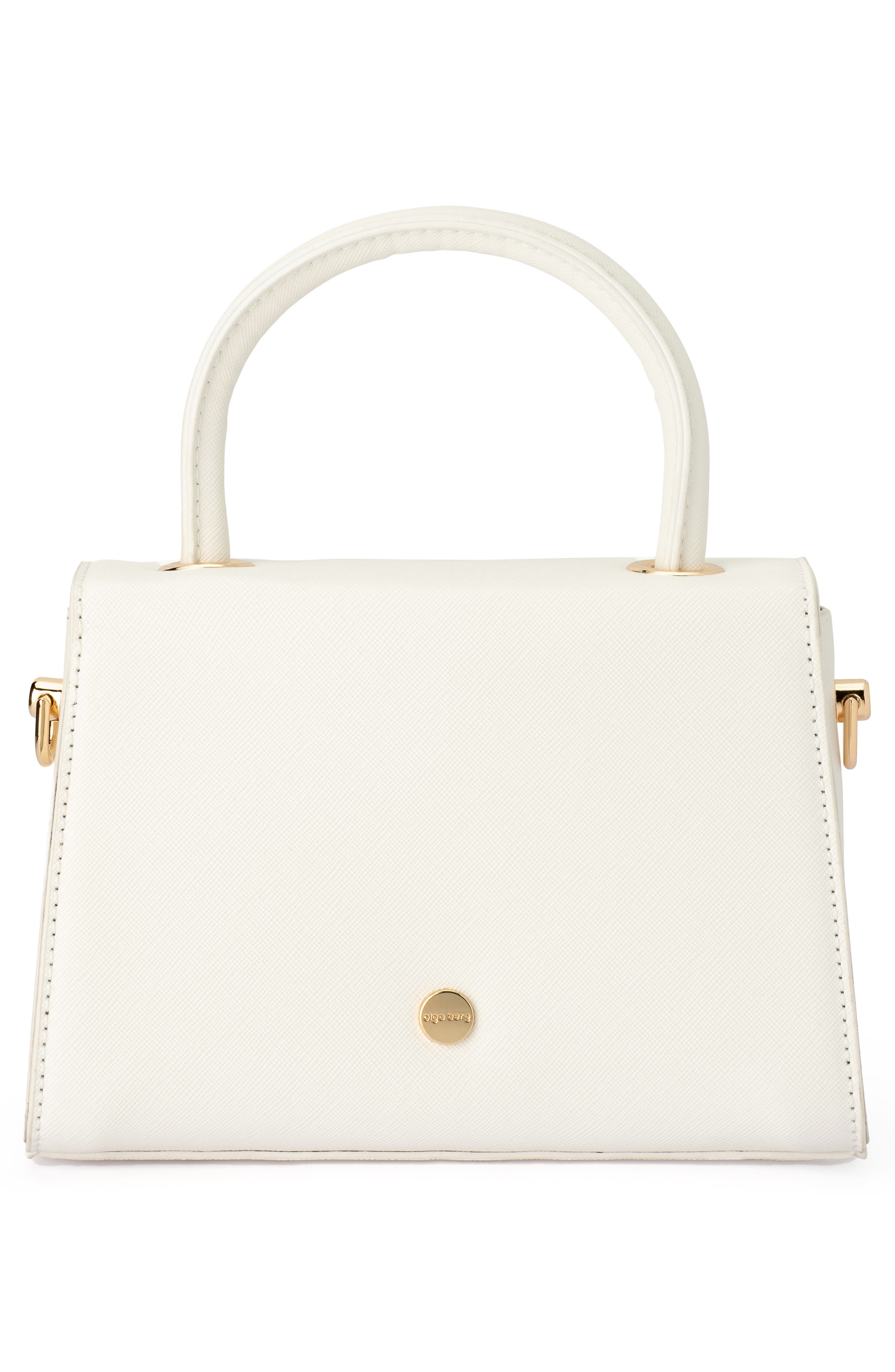 Olga Berg Sasha Faux Leather Top Handle Bag, Alternate, color, White