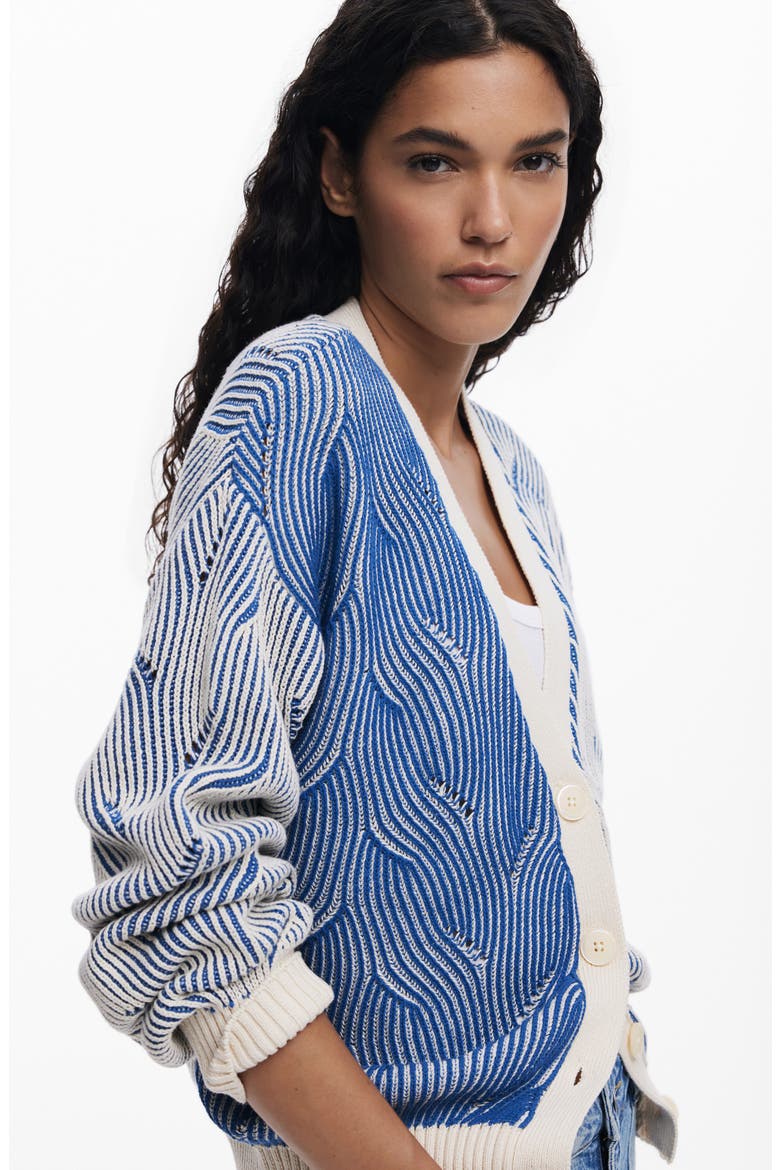 Mixed Stripe Cardigan, Alternate, color, BLUE