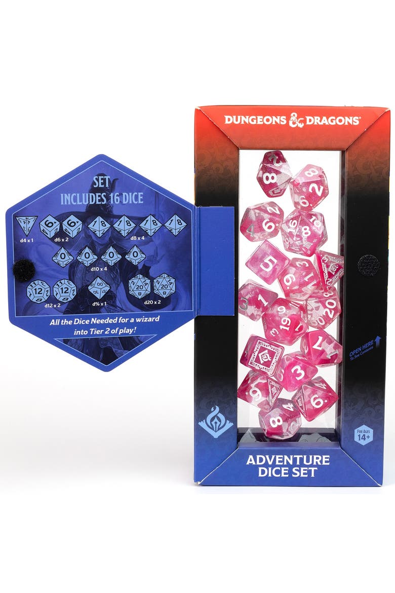 D&D Adventure Dice Wizard Fuchsia, 16Pc Rpg Set, Alternate, color, Pink