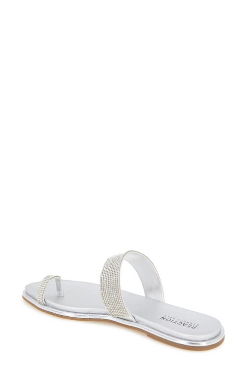 Reaction Kenneth Cole Wilfred Toe Loop Flat Sandal In Silver
