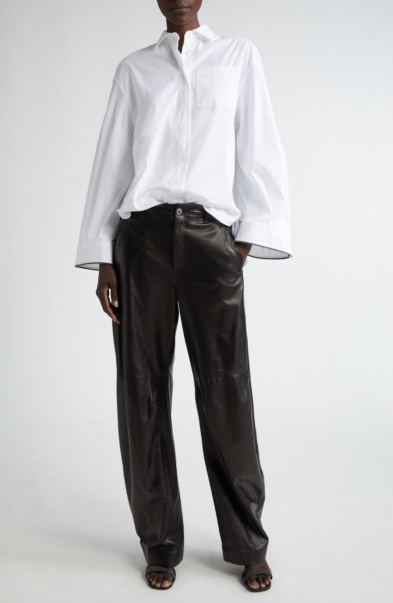 Brunello Cucinelli Monili Trim Stretch Poplin Button-Up Shirt, Alternate, color,