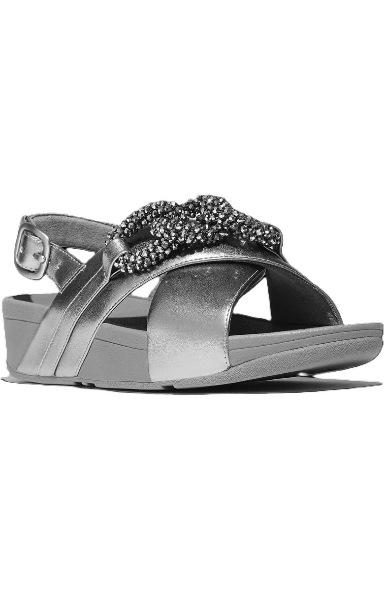 FitFlop Lulu Beaded Chain Back Strap Sandals, Main, color, Silvereen