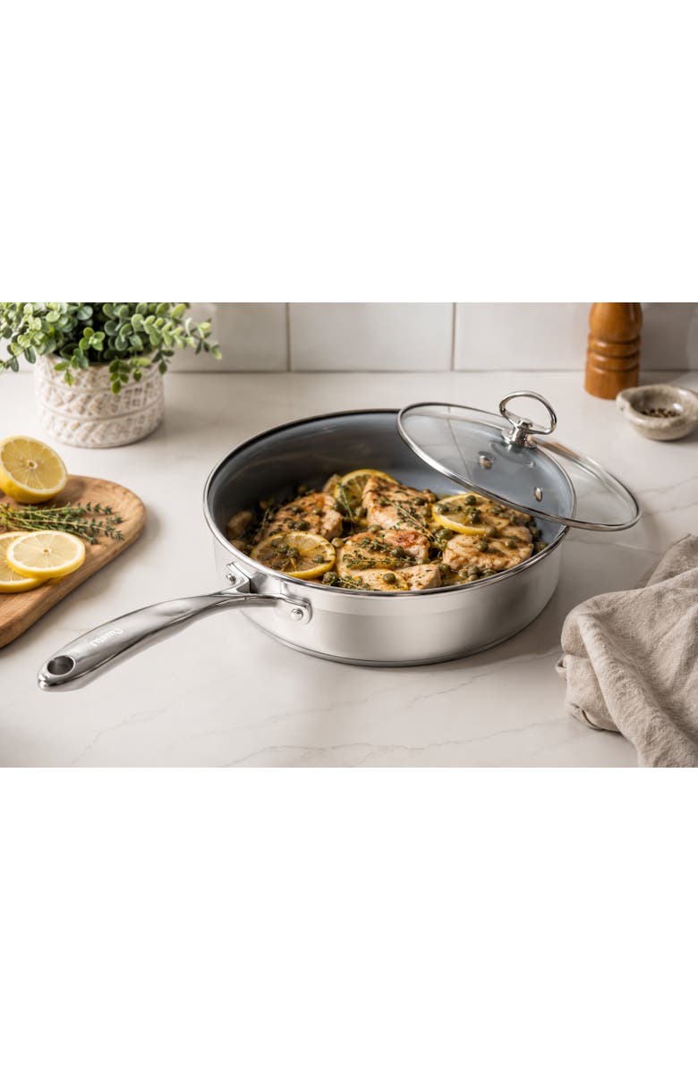 CHANTAL Induction 21 Saute Pan w/ Ceramic Coating & Glass Lid, 5 Quart, Alternate, color, Silver