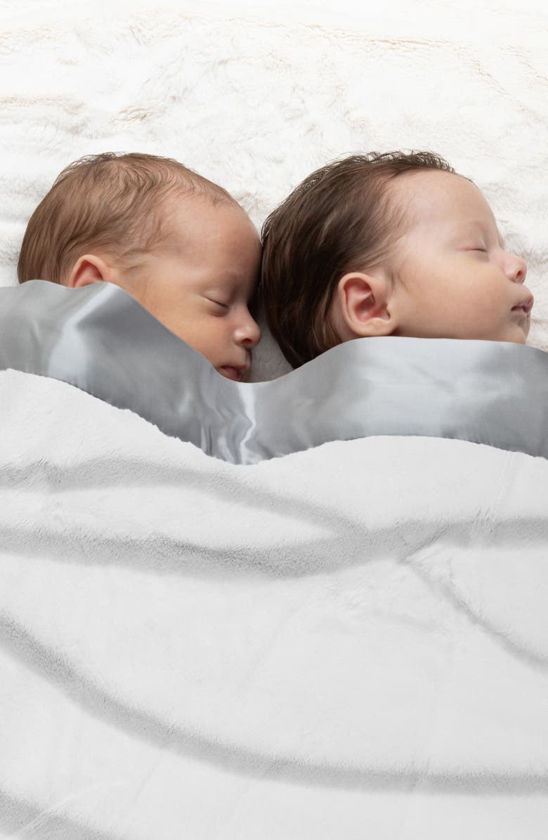 Little Giraffe Luxe Ribbon Baby Blanket, Alternate, color, Silver