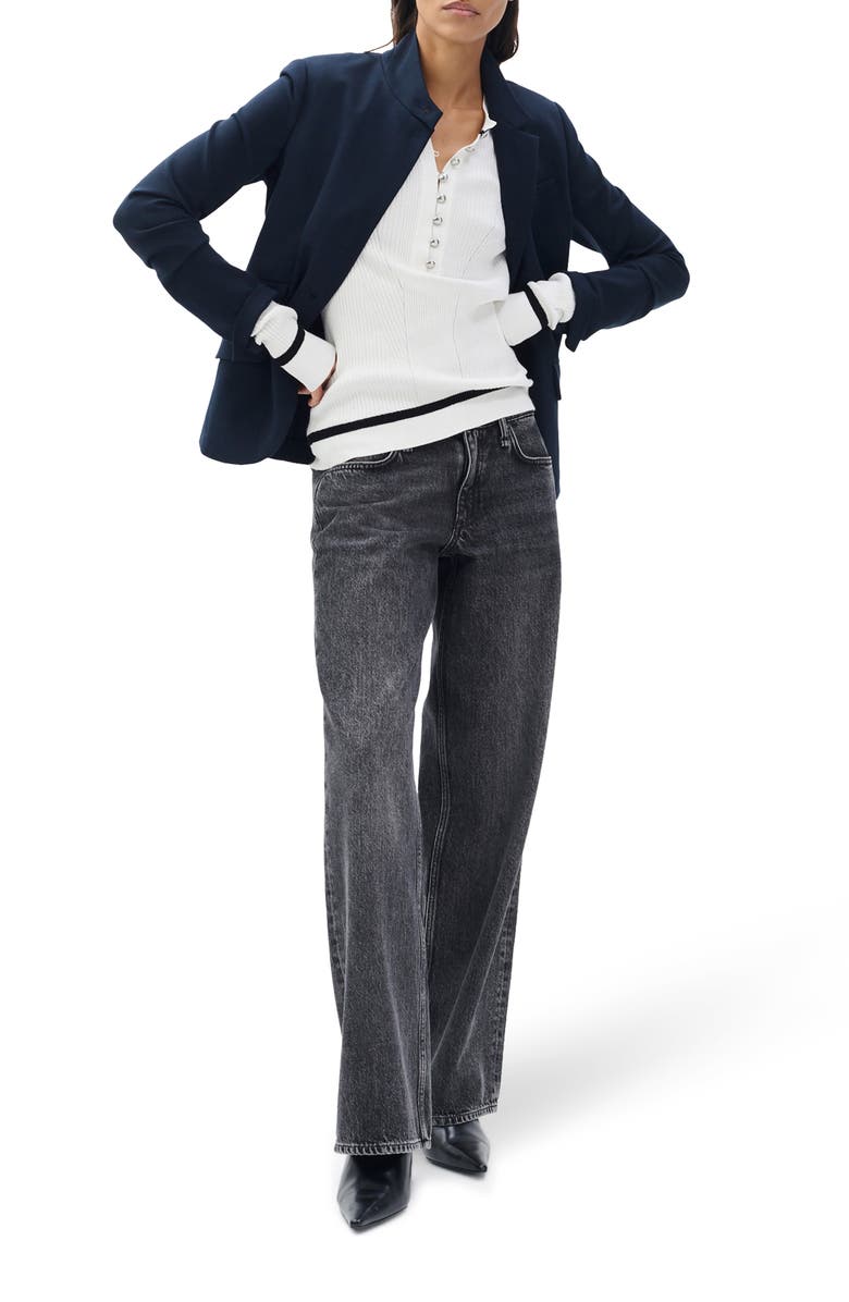 rag & bone Kassy Rib Henley, Alternate, color, Ivory