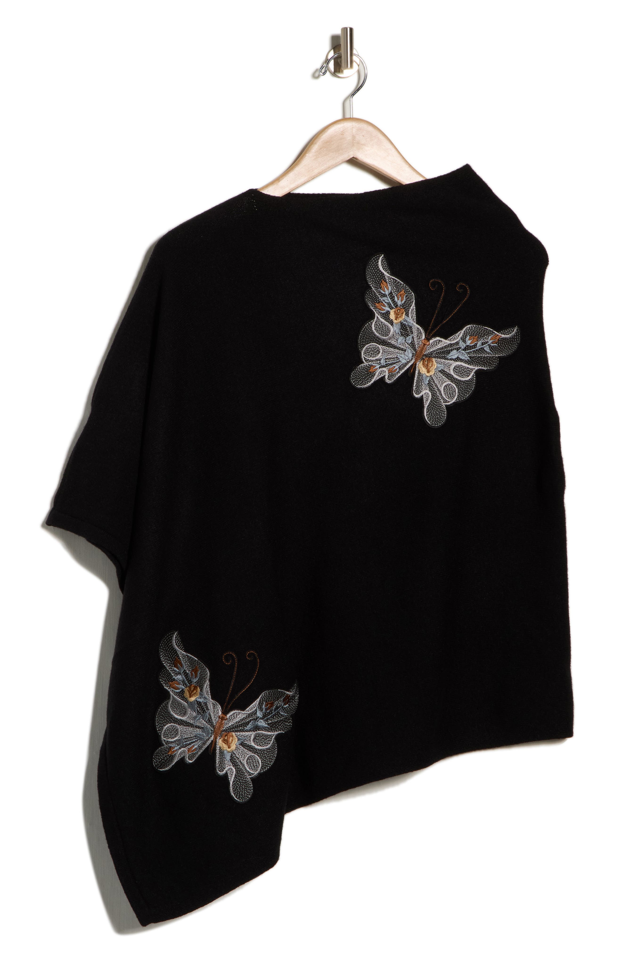 La Fiorentina Butterfly Embroidered Poncho