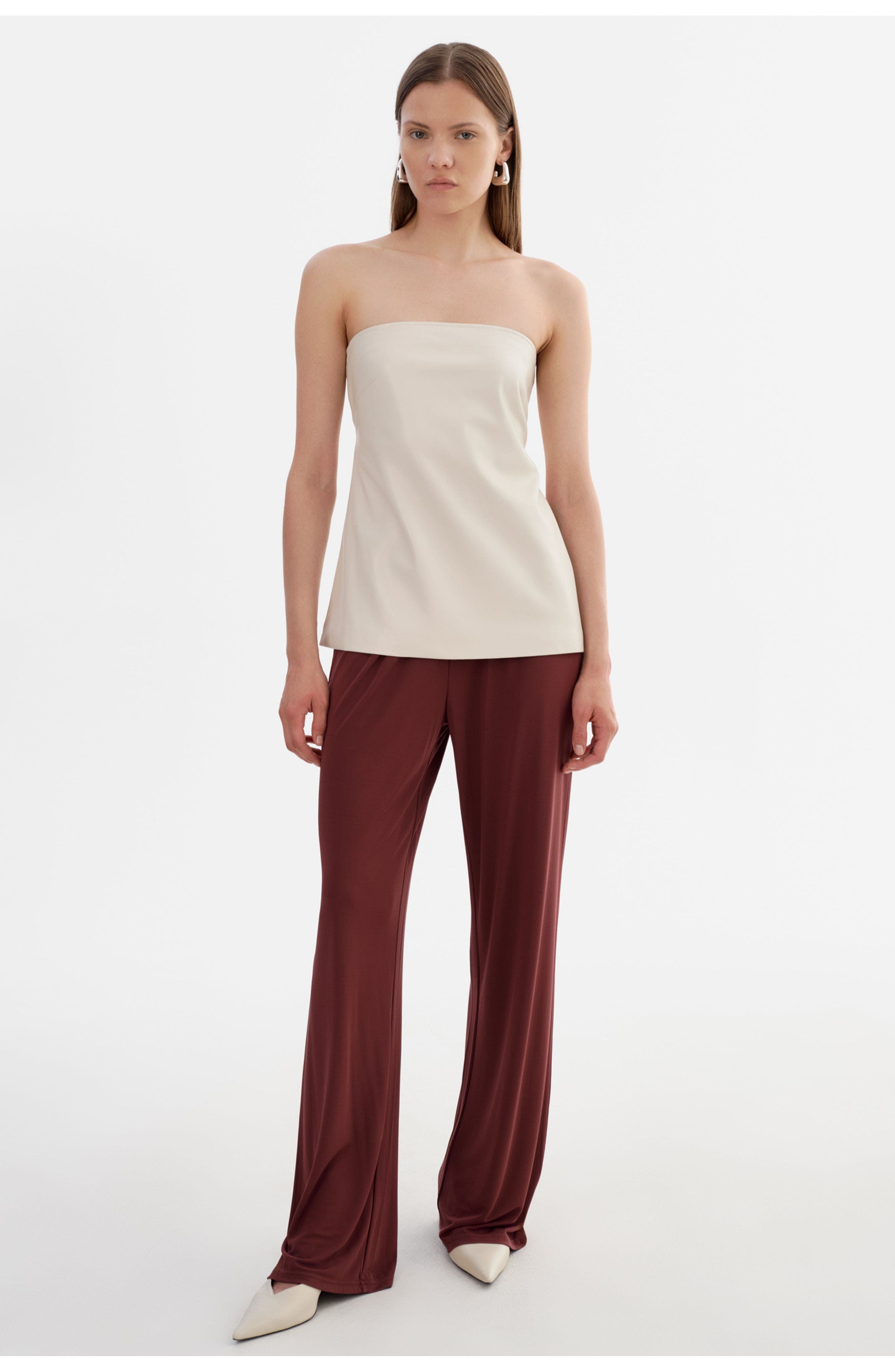 Katya | Faux Leather Open Back Strapless Top - image 4