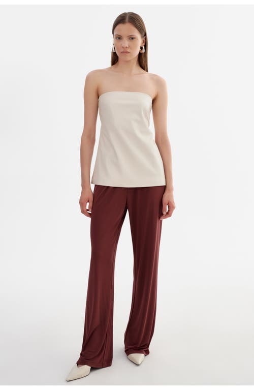 Lamarque Katya | Faux Leather Open Back Strapless Top In White