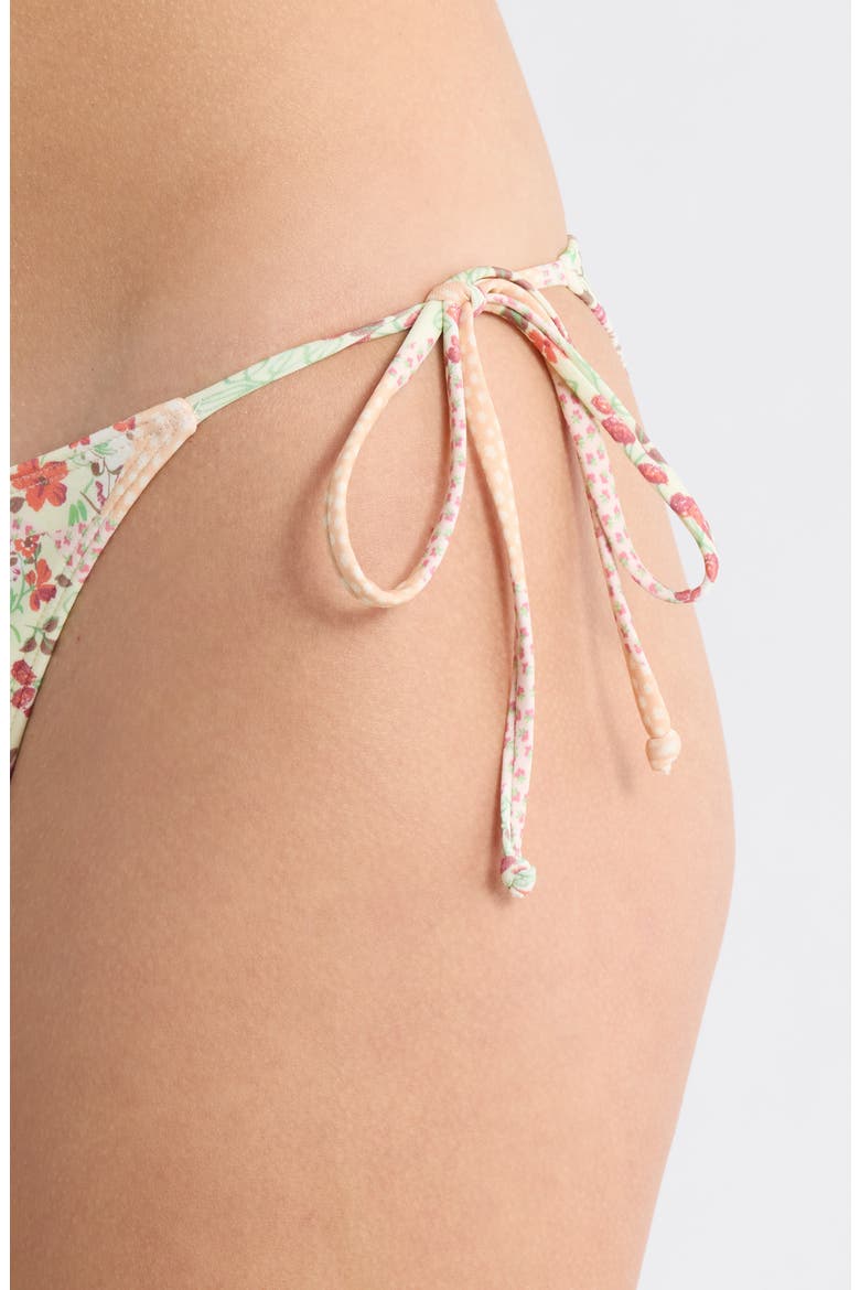 High Cut Side Tie Bikini Bottoms, Alternate, color, PINK FLORAL