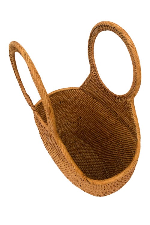 Pink Haley Lora Rattan Beach Tote In Brown