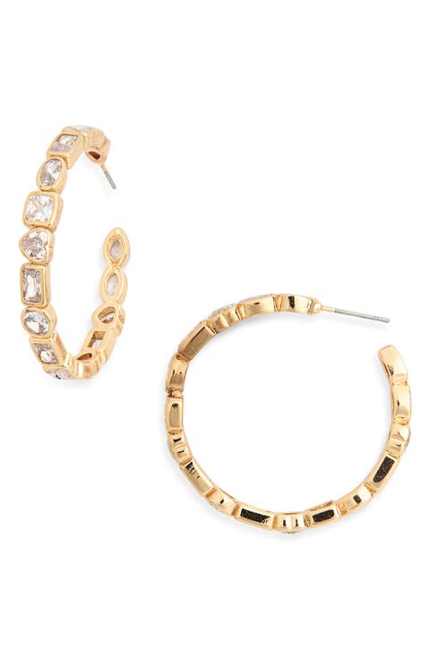 Crystal Mixed Shaped Hoop Earrings