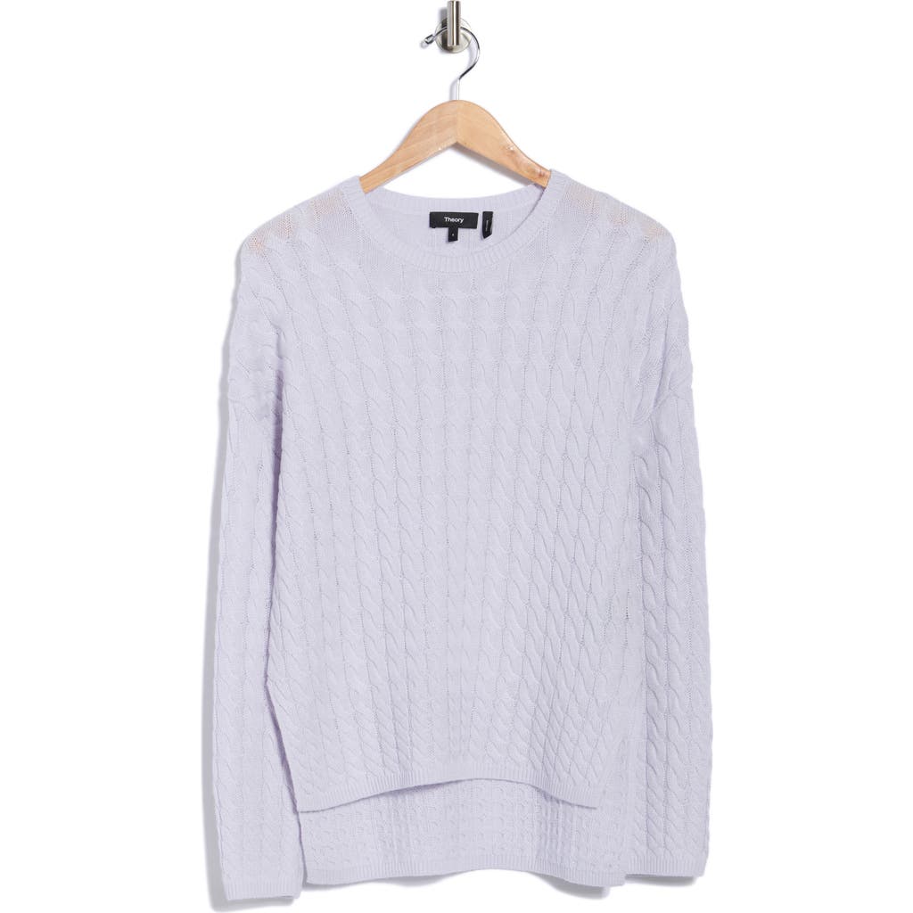Theory Kareina Cable Stitch Wool Blend Sweater In Silver