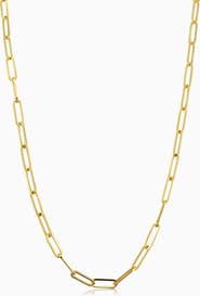 Oradina 14K Gold Venice Link Paperclip Necklace
