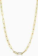 Oradina 14K Gold Venice Link Paperclip Necklace
