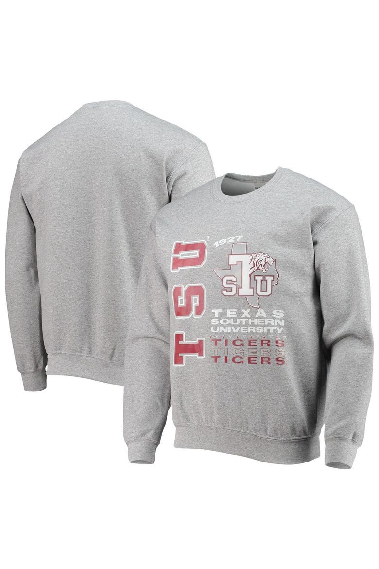 Men's Tones of Melanin Heathered Gray Texas Southern Tigers Pullover Sweatshirt, Main, color, Heather Gray