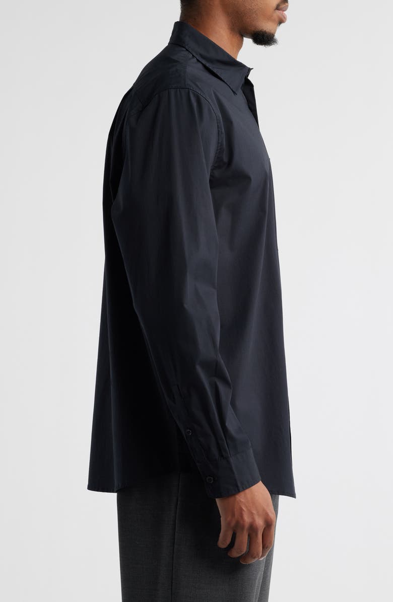 Open Edit Oversize Solid Stretch Cotton Button-Up Shirt, Alternate, color, Black Caviar