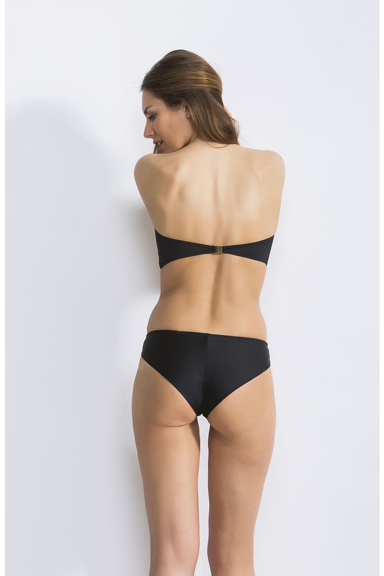 Gold-Beaded Link Embellished Bandeau Bikini Set, Alternate, color, Black