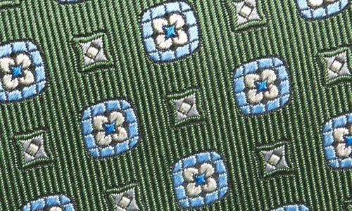 David Donahue Medallion Silk Tie In Green