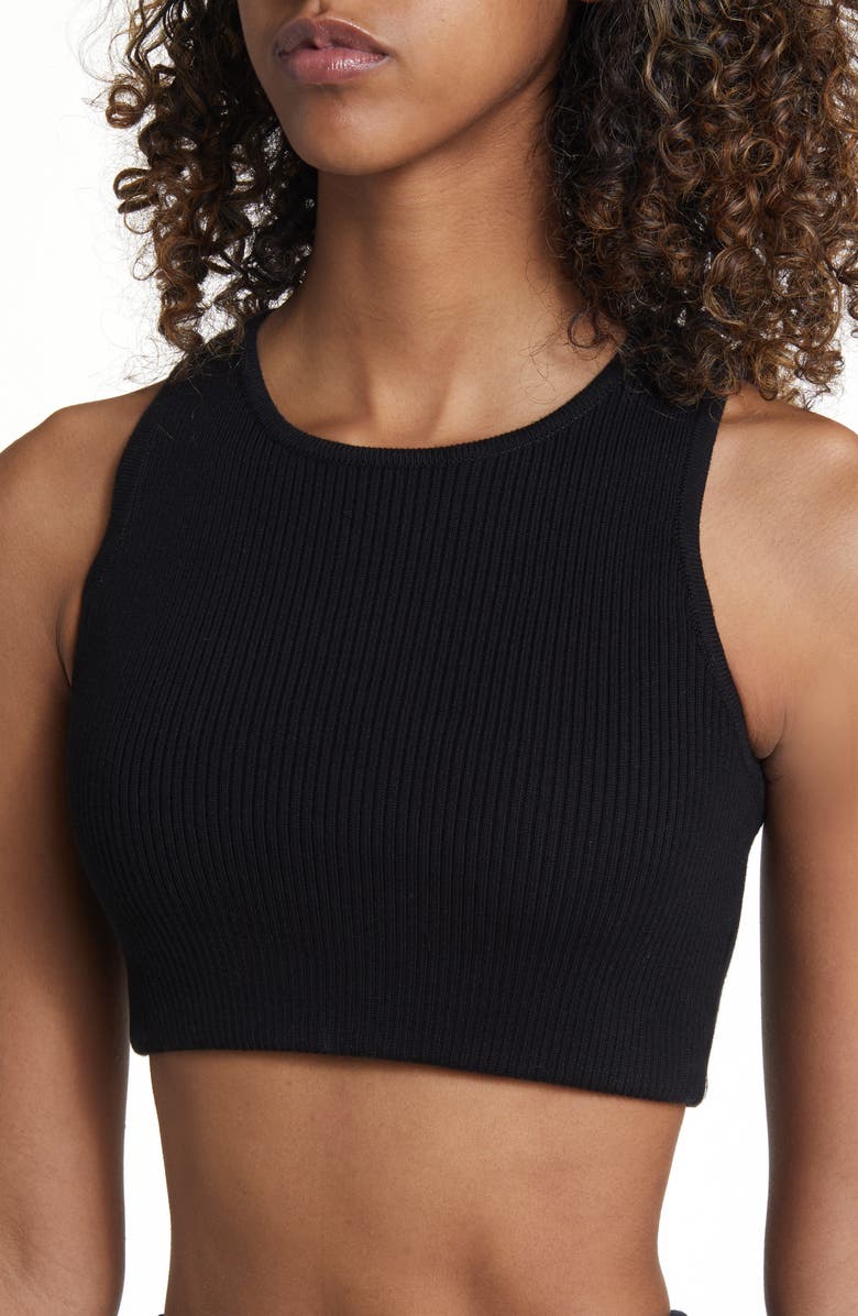 Fear of God Essentials Sport Rib Crop Sweater Tank, Alternate, color, Jet Black