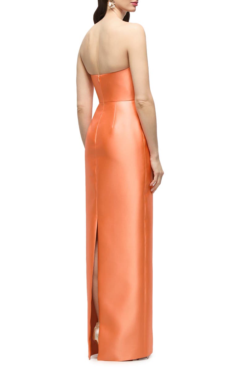 Alfred Sung Jacqueline Strapless Satin Twill Column Gown, Alternate, color, Portofino Orange