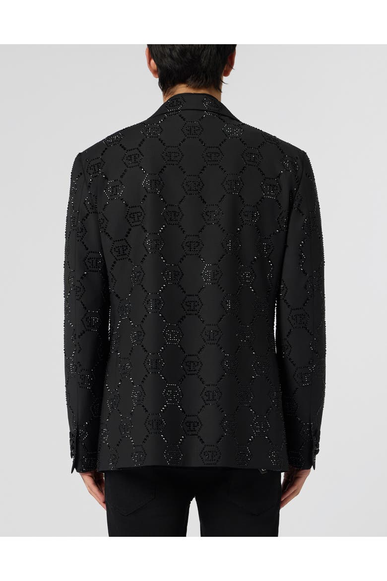 Wool Blazer With Stin Details Monogram Men, Alternate, color, black/black
