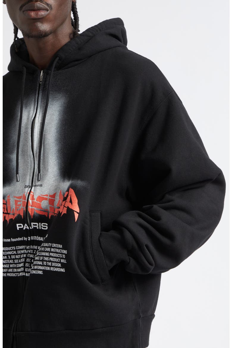 Oversize The Door Zip Hoodie, Alternate, color, 1000 BLACK