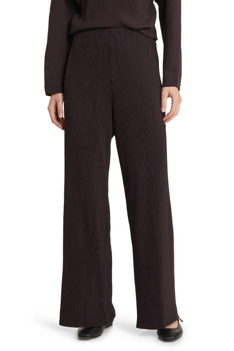 Wide Leg Rib Pants, Main, color, BROWN DARK