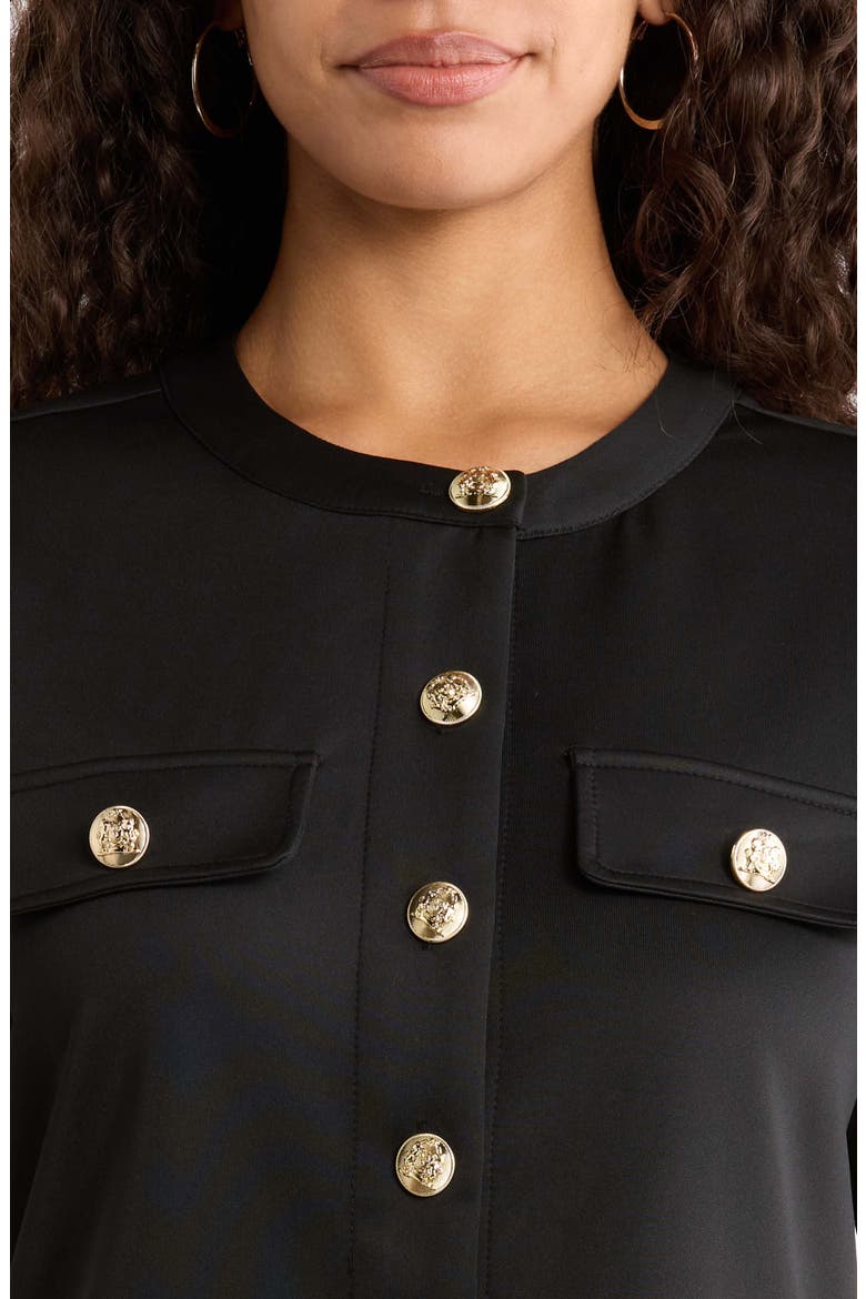 Miliana Button-Up Shift Minidress, Alternate, color, BLACK