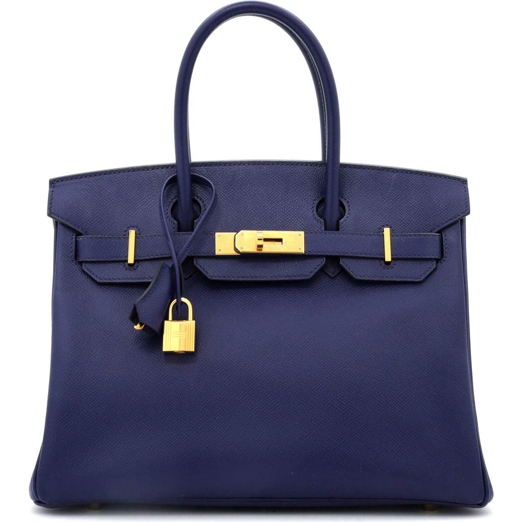 Pre-owned Hermes  Hermes Birkin Handbag Blue Epsom With Gold Hardware 30