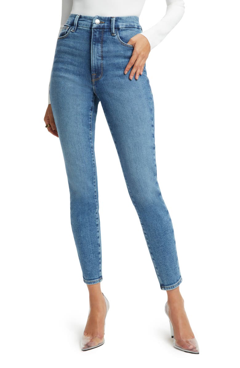 Good American Good Waist Cropped Jeans, Main, color, 