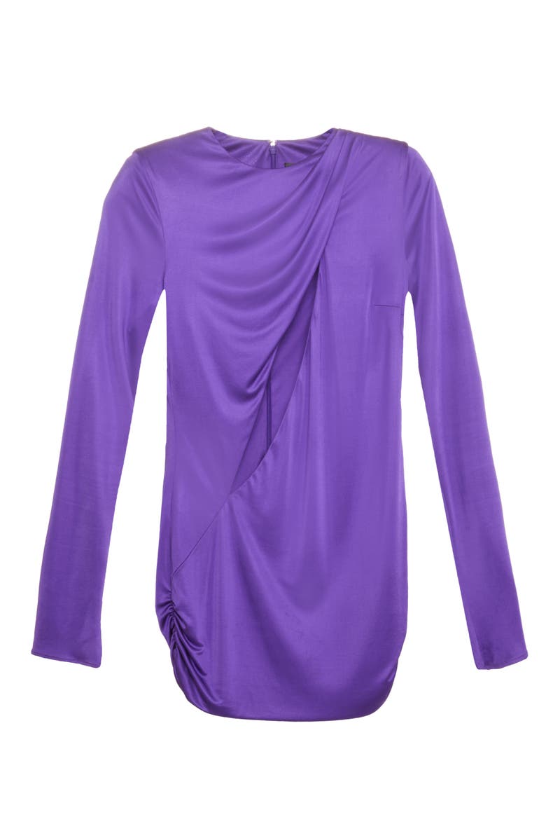 Versace Slash Ruched Long Sleeve Jersey Minidress, Alternate, color, 