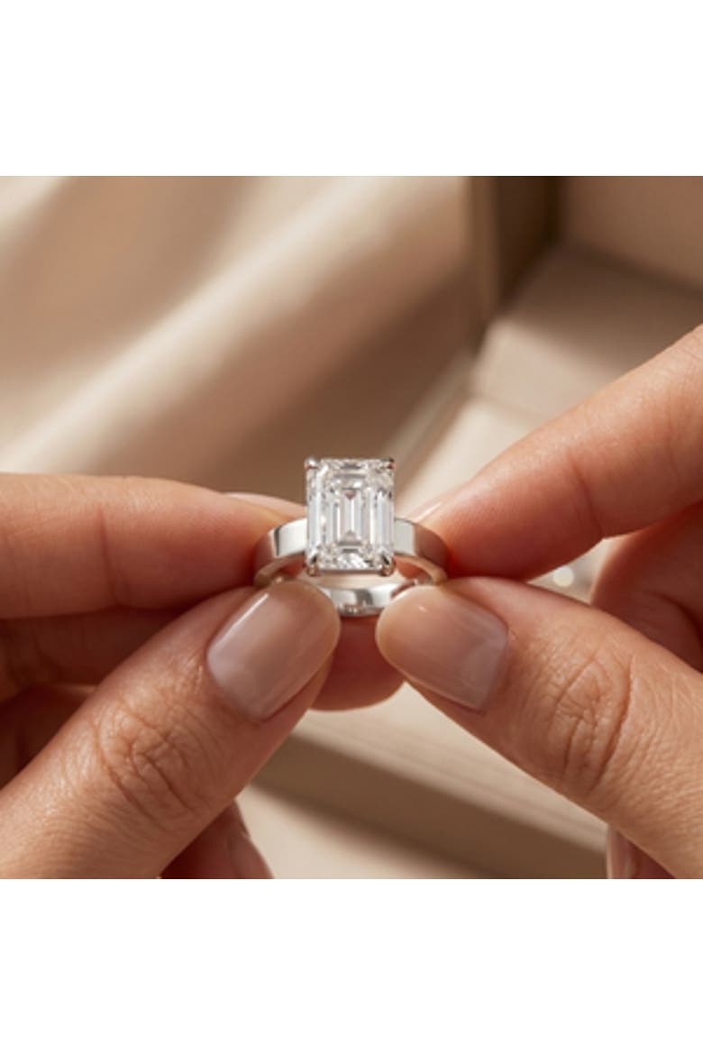 4Ct Emerald Diamond Cigar Band Engagement Ring 14k Gold or Platinum Lab Grown, Alternate, color, 14k White Gold