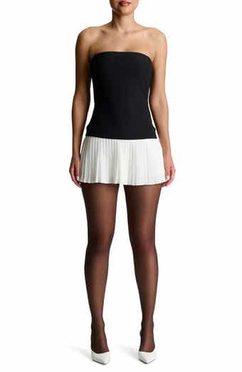 Naked Wardrobe Pleated Strapless Mixed Media Minidress