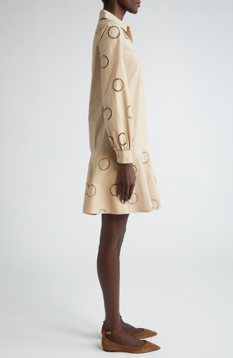 Akris punto Eyelet Embroidered Long Sleeve Cotton Shirtdress, Alternate, color, 