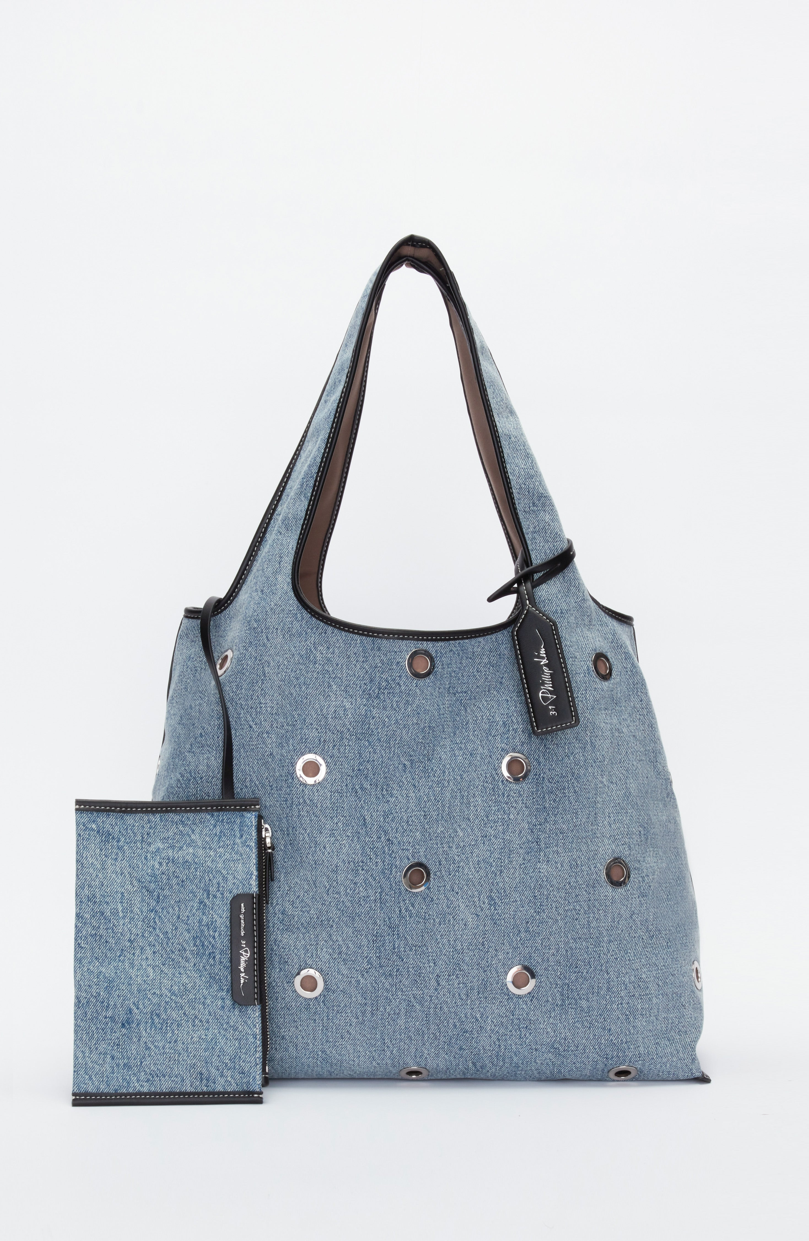 3.1 Phillip Lim Denim Market Tote with Grommets, Alternate, color, 