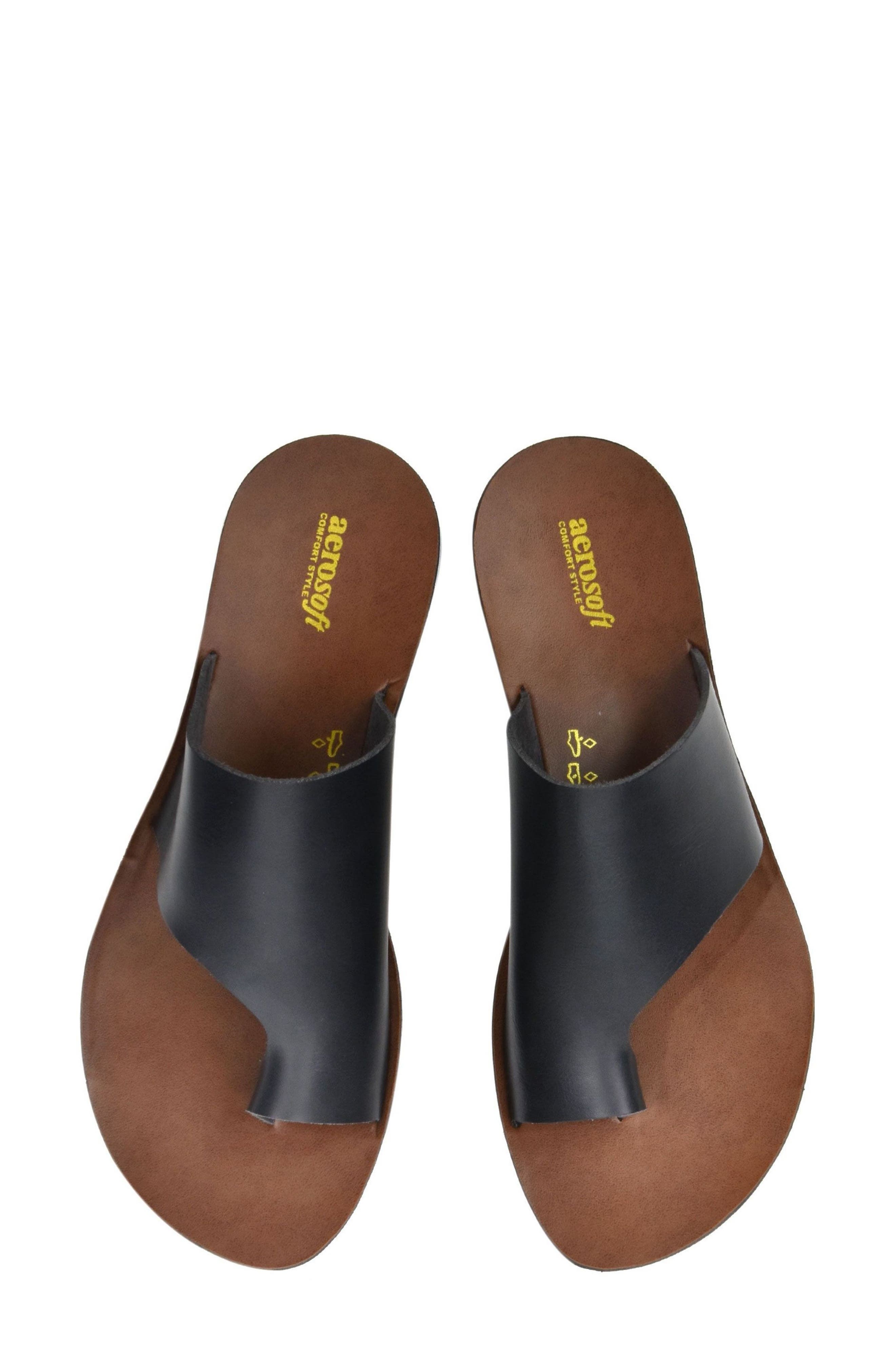 AEROSOFT Daffodil Vintage Thong Sandal, Alternate, color, Black