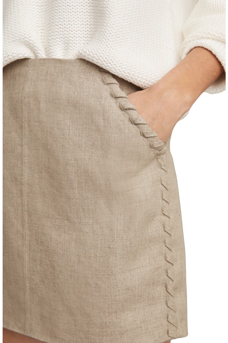 Nikita Whipstitch Linen Miniskirt, Alternate, color, NEUTRAL