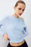 H&M Pointelle-knit Off-the-shoulder Jumper
