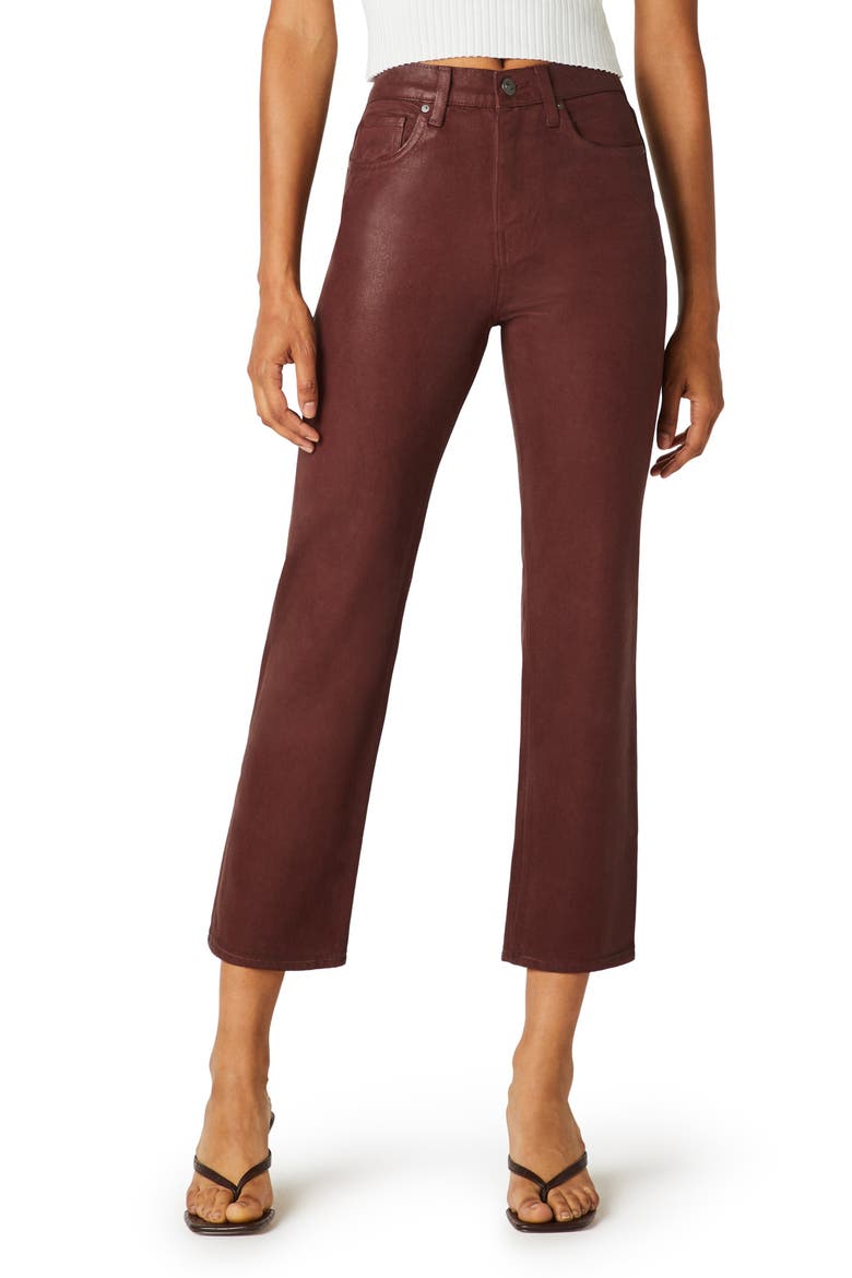 Remi Coated High Waist Crop Straight Leg Jeans, Main, color, HIGH SHINE BRICK
