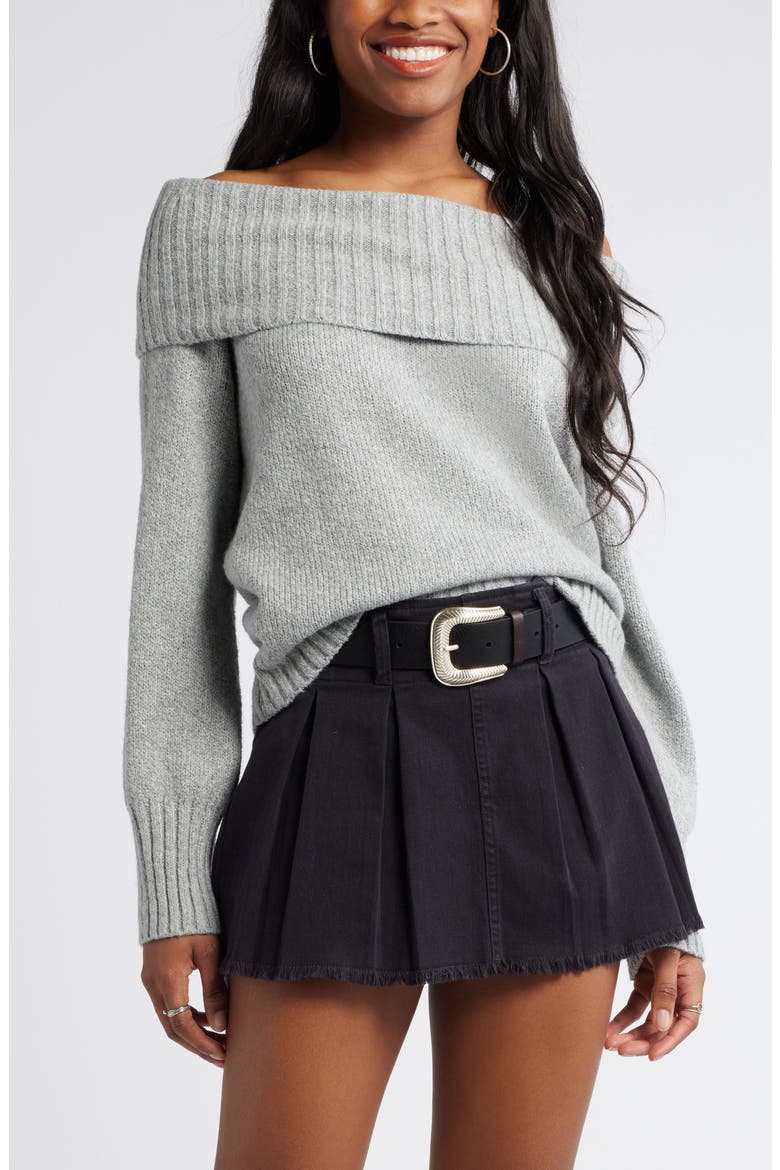 Off the Shoulder Sweater, Main, color, GREY HEATHER