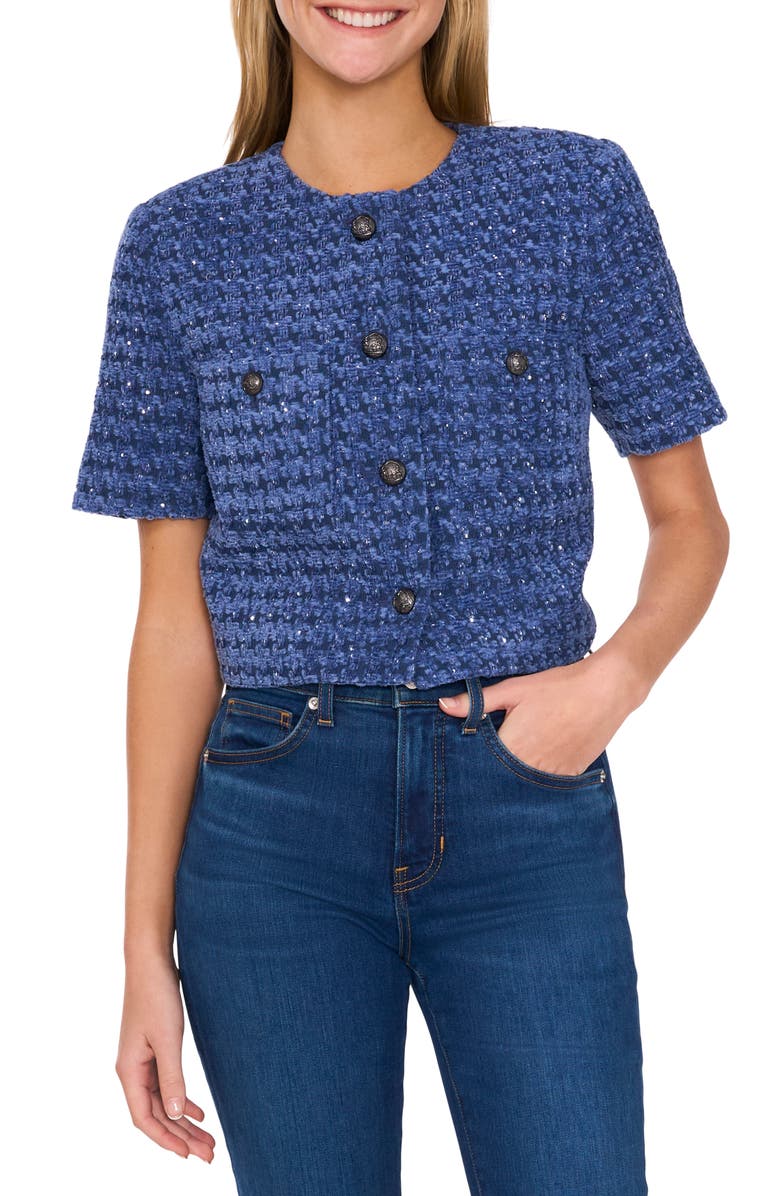 CeCe Crop Tweed Jacket, Main, color, 