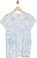 Lucky Brand Floral Split Neck Cotton Blend T-Shirt