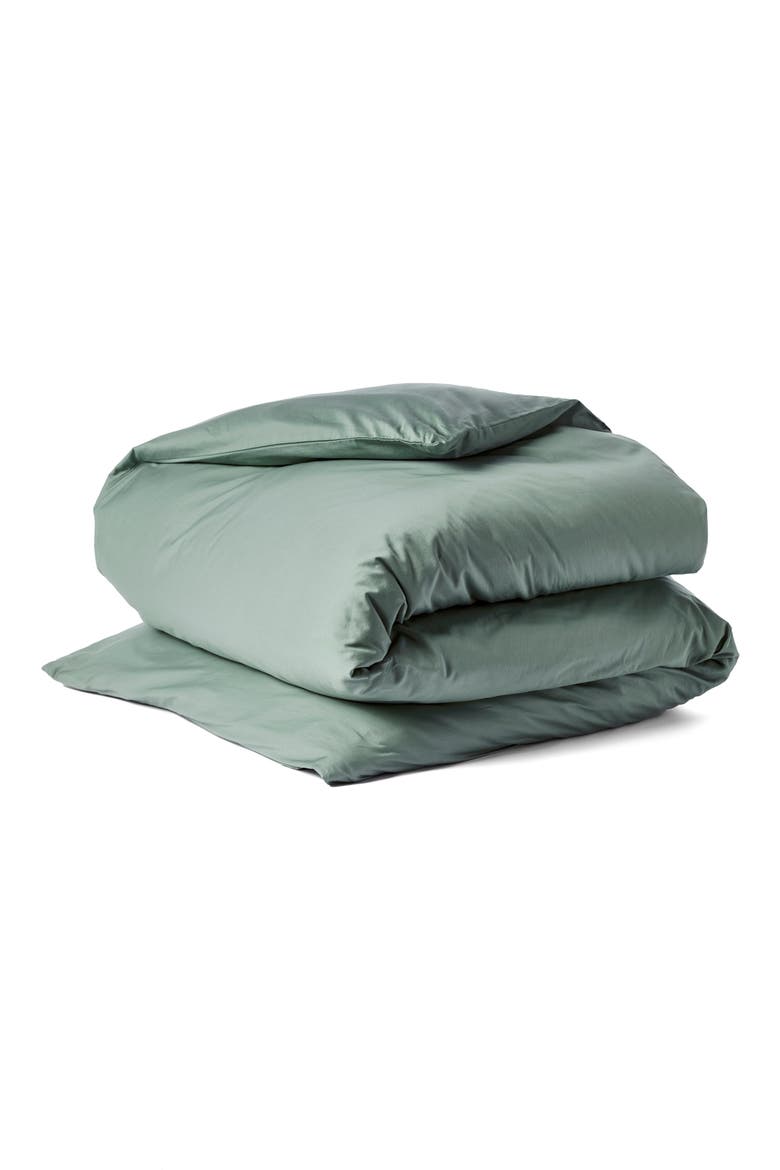 Cloud Soft Organic Cotton Sateen Duvet Cover, Main, color, SAGE