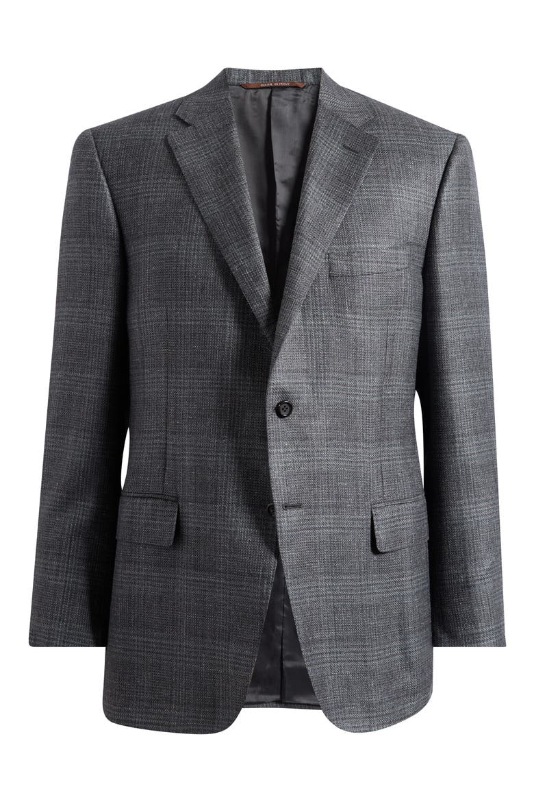 Siena Regular Fit Plaid Wool Sport Coat, Main, color, GREY