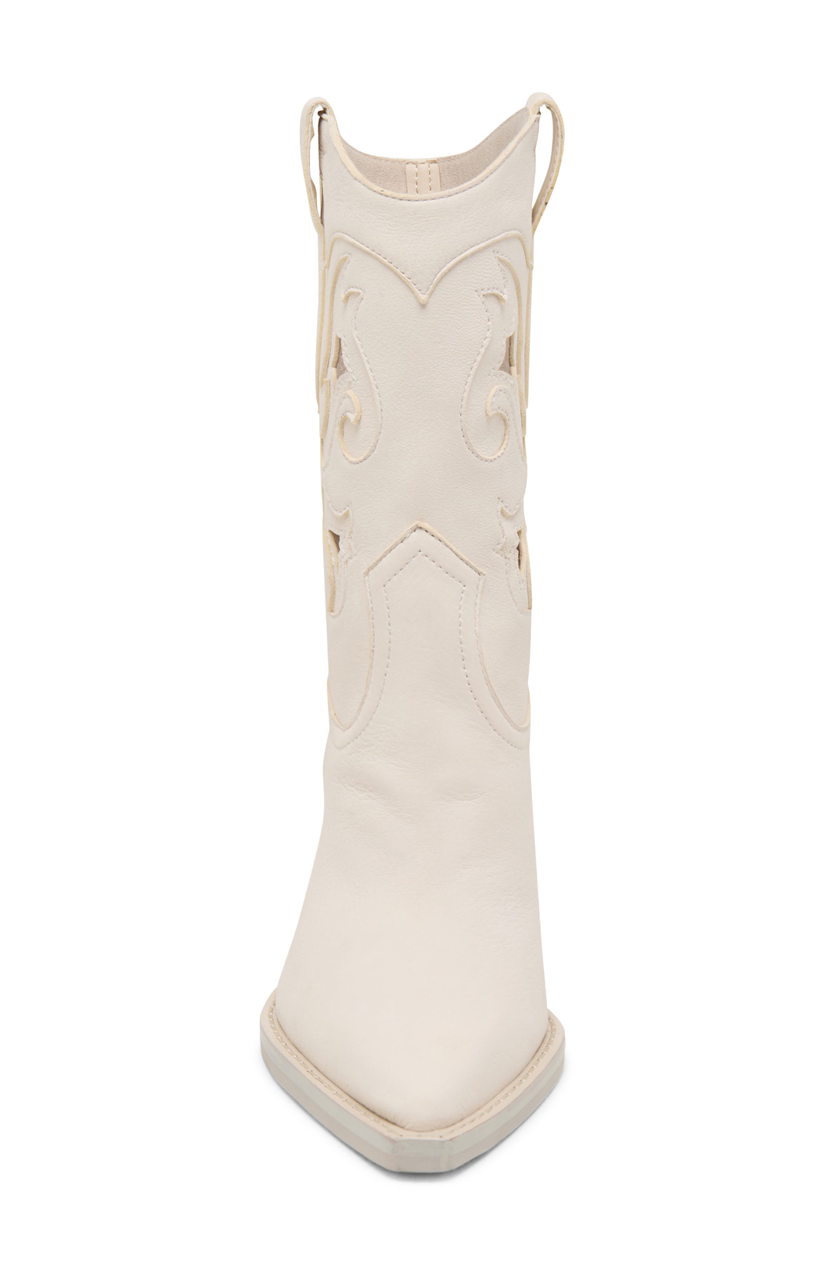 Dolce Vita Ravena Cutout Western Boot, Alternate, color, Off White Nubuck