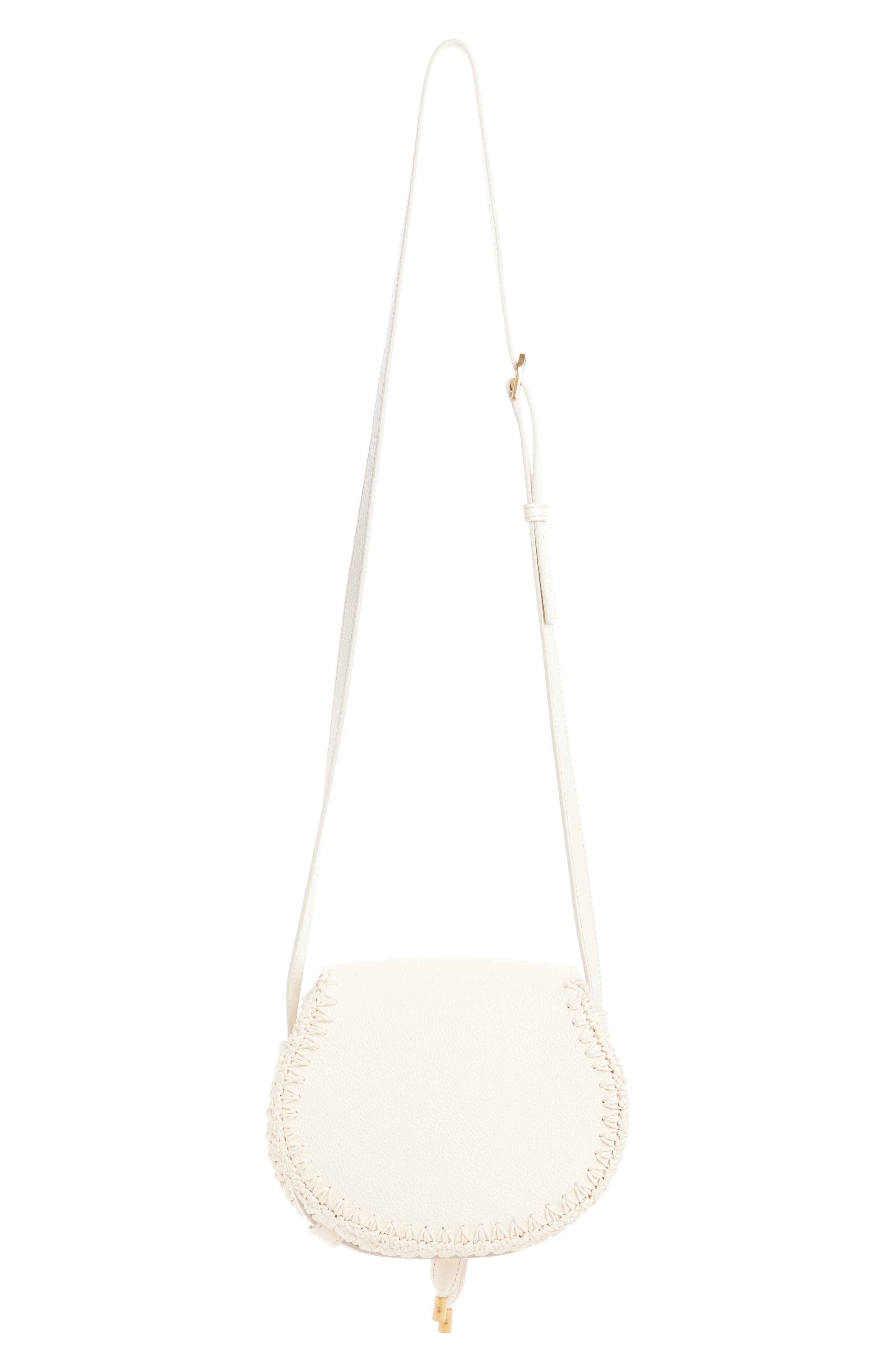 Chloé Small Marcie Crochet Trim Leather Crossbody Bag, Alternate, color, 