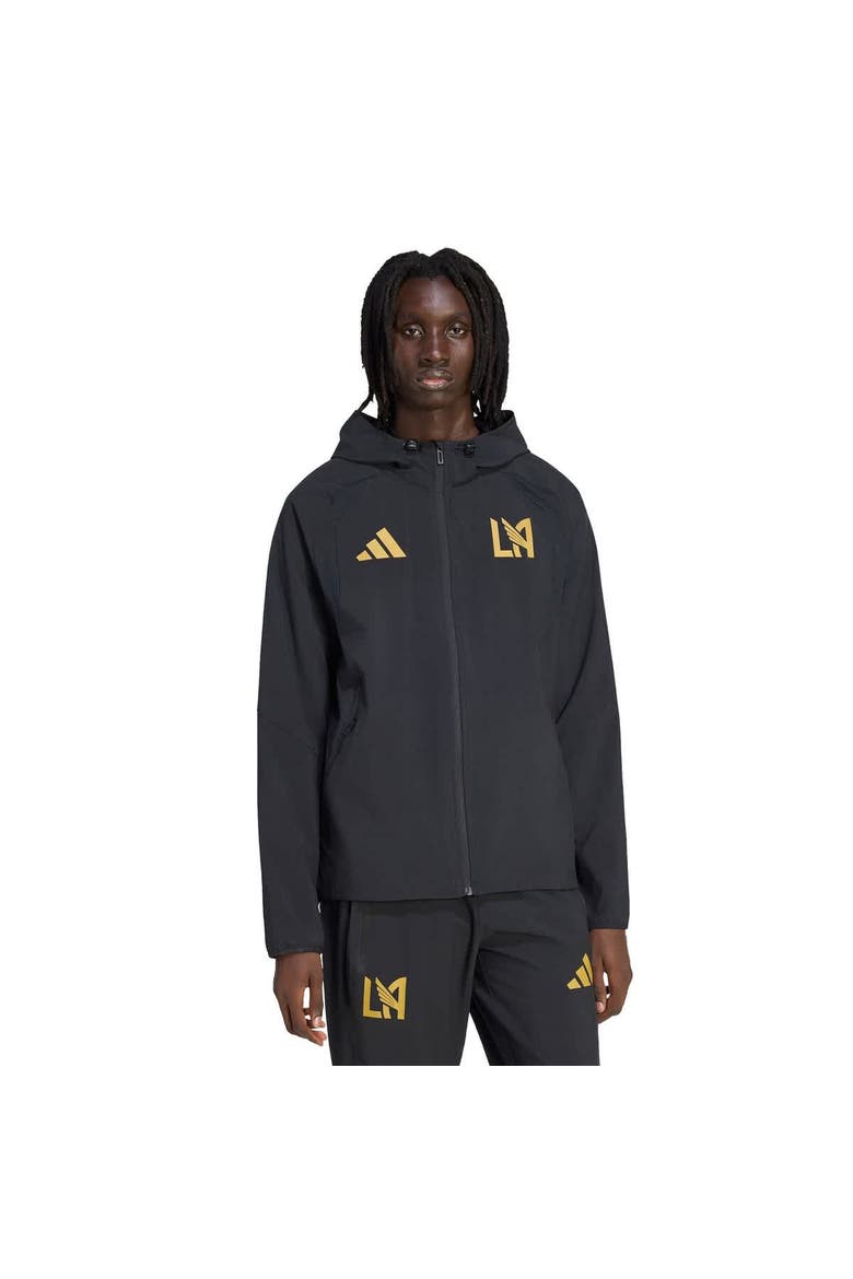 Men's adidas  Black LAFC Tiro Travel Full-Zip Hooded Windbreaker, Main, color, Black